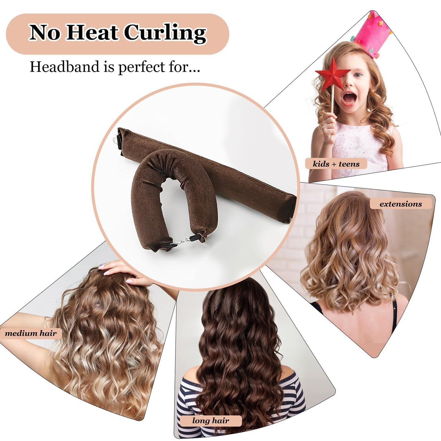 Heatless Hair Curler, Overnight Heatless Curls Blowout Rods for All Hair Types, Flexi Rods with Hook, Extra Thick Hair Curlers to Sleep in No Heat Curling Headband for Women Girls Long