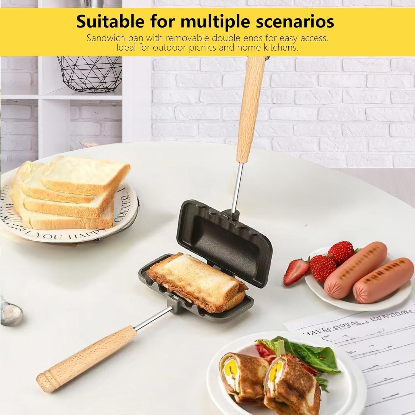 Removable Sandwich Baking Tray Kitchen Double Sided Skillet Toast Bread Baking Pan