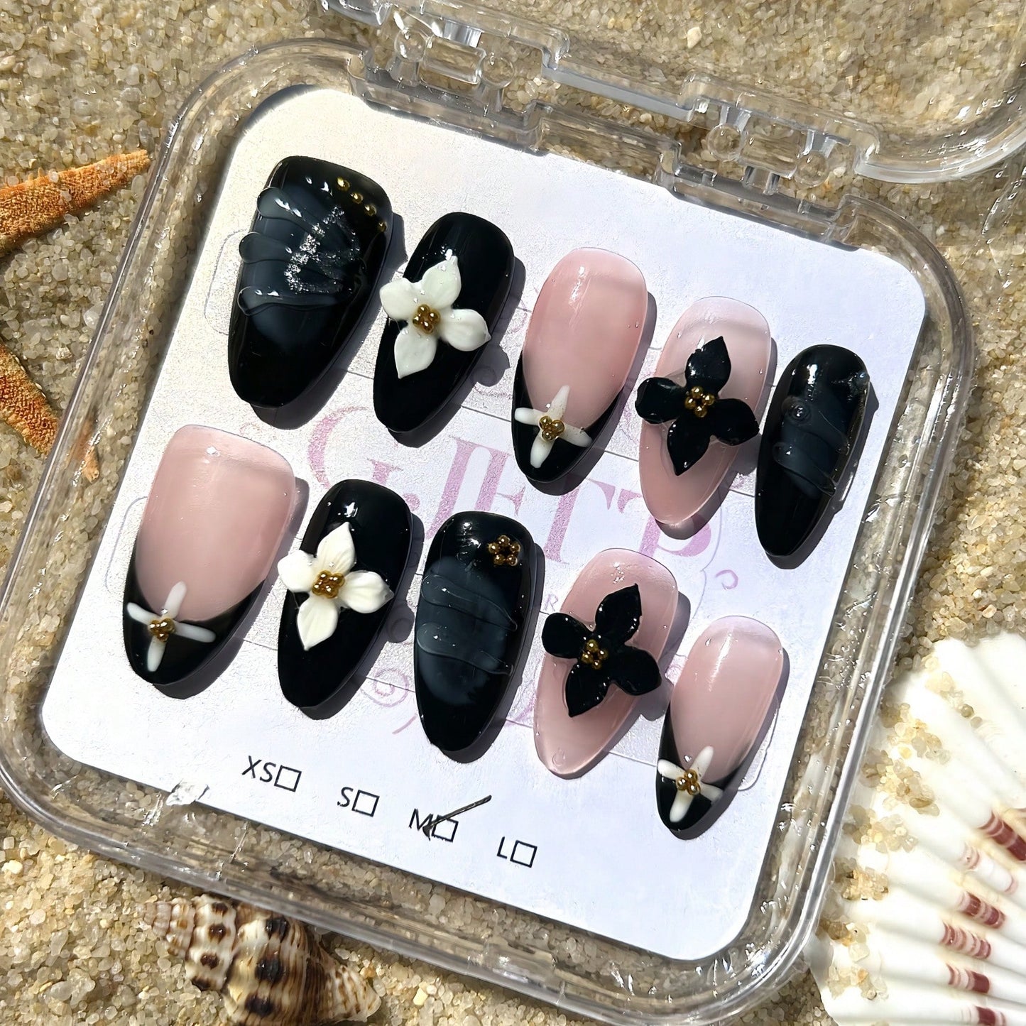 Handmade 3D Flower And Water Ripple Carving French Style Nail Art Design Manual Nails With Marble Gradient And Gold Bead Elements 100% Handmade Press On Nails Almond 10 Pcs Fake Nail Tips Reusable For Holiday And Daily Life Fast Stick Nail Products Nail S