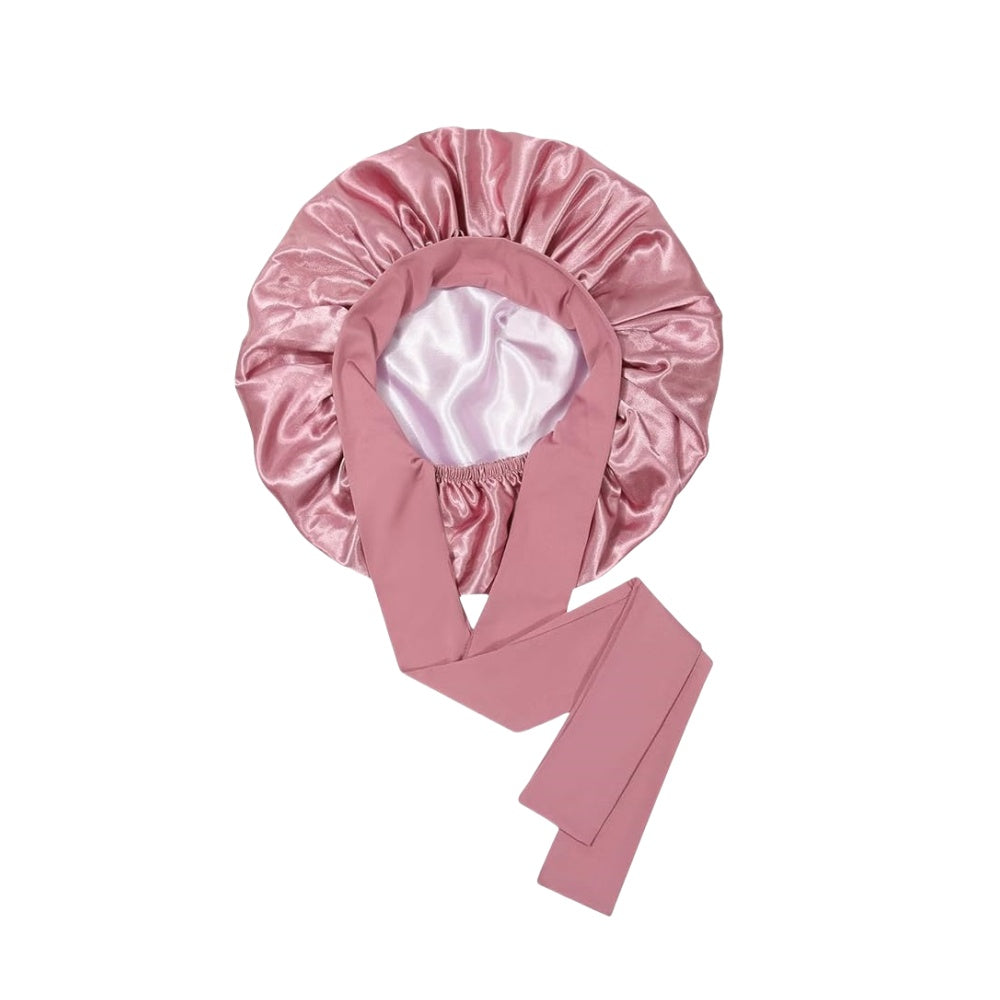 Satin Bonnet for Women Silk Bonnets for Sleeping Curly Hair Bonnet with Tie Band Double Layer Sleep Cap Hair Wrap