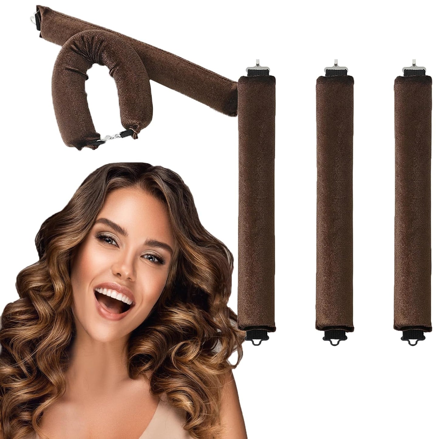 Heatless Hair Curler, Overnight Heatless Curls Blowout Rods for All Hair Types, Flexi Rods with Hook, Extra Thick Hair Curlers to Sleep in No Heat Curling Headband for Women Girls Long