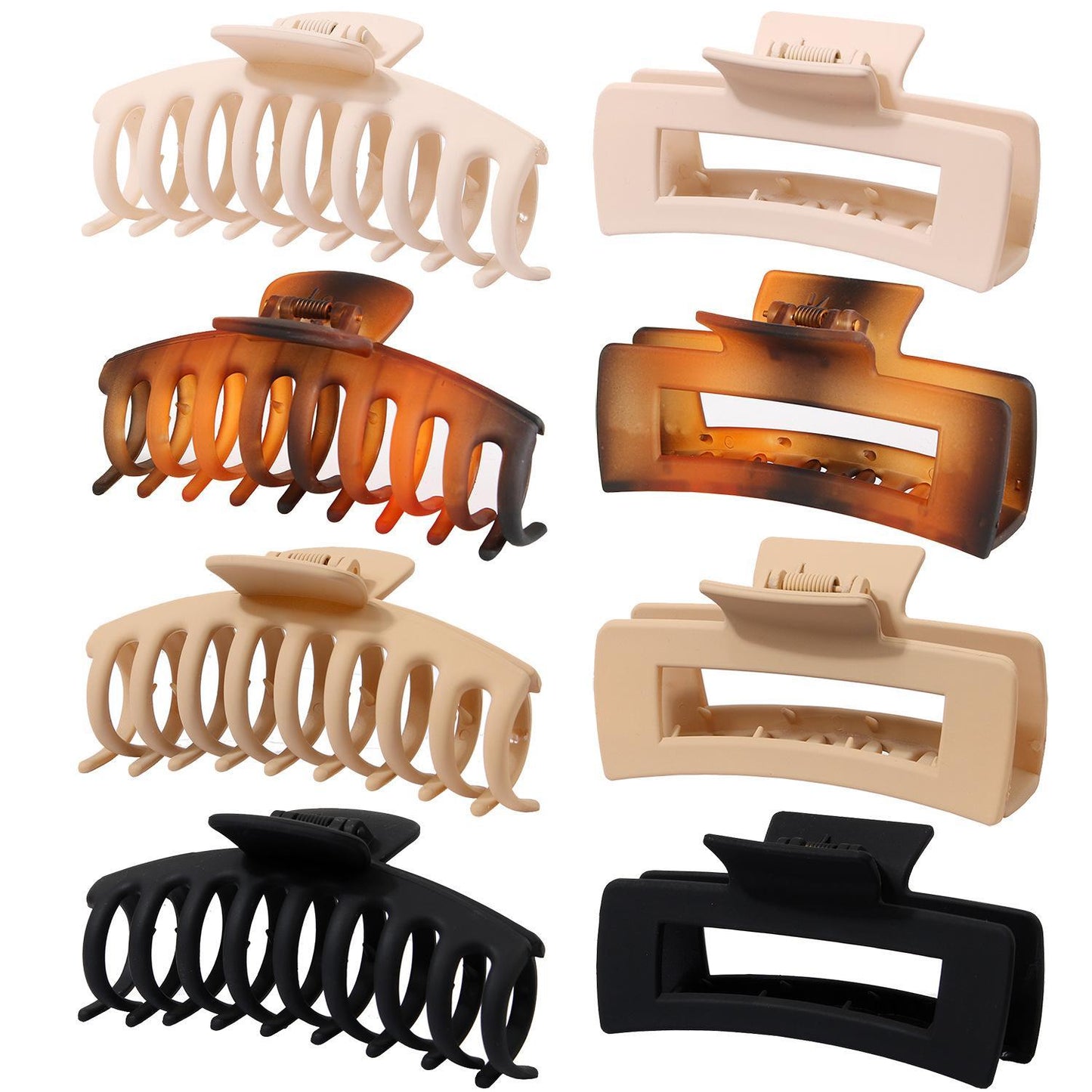 New Fashion Hair Clips for Women 4.3 Inch Large Hair Claw Clips for Women Thin Thick Curly Hair, Big Matte Banana Clips,Strong Hold jaw clips,Neutral Colors